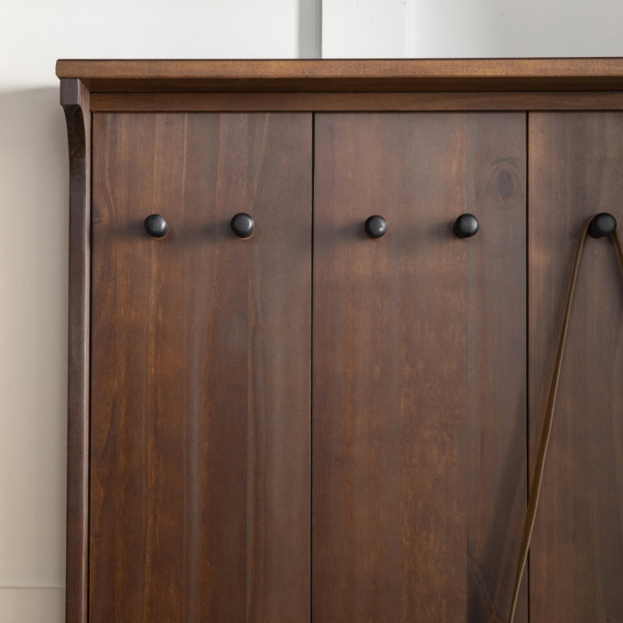 Corrigan Studio® Malena Pine Solid Wood Hall Tree with Bench and Shoe